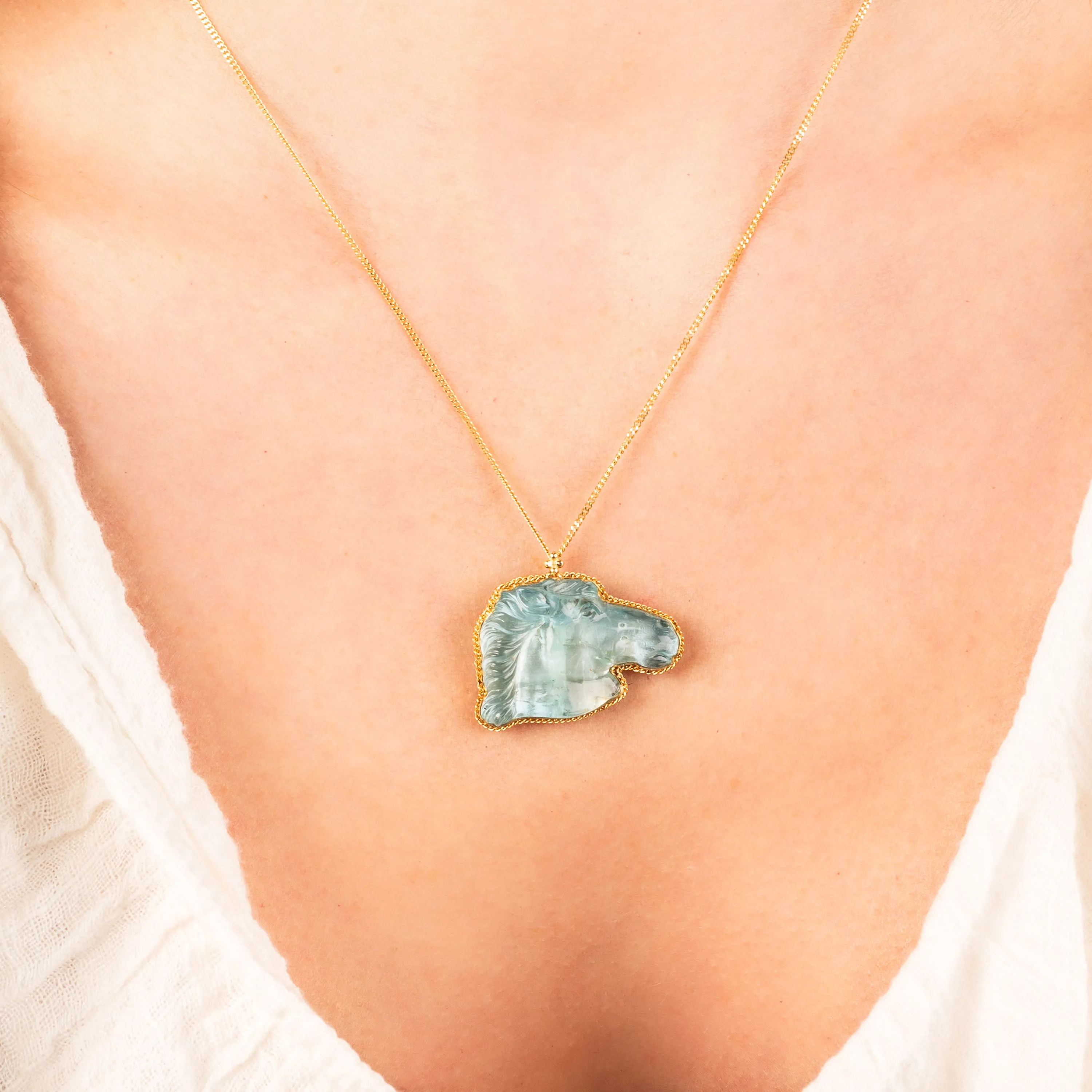 Large Aquamarine 18k One-of-a-Kind Necklace