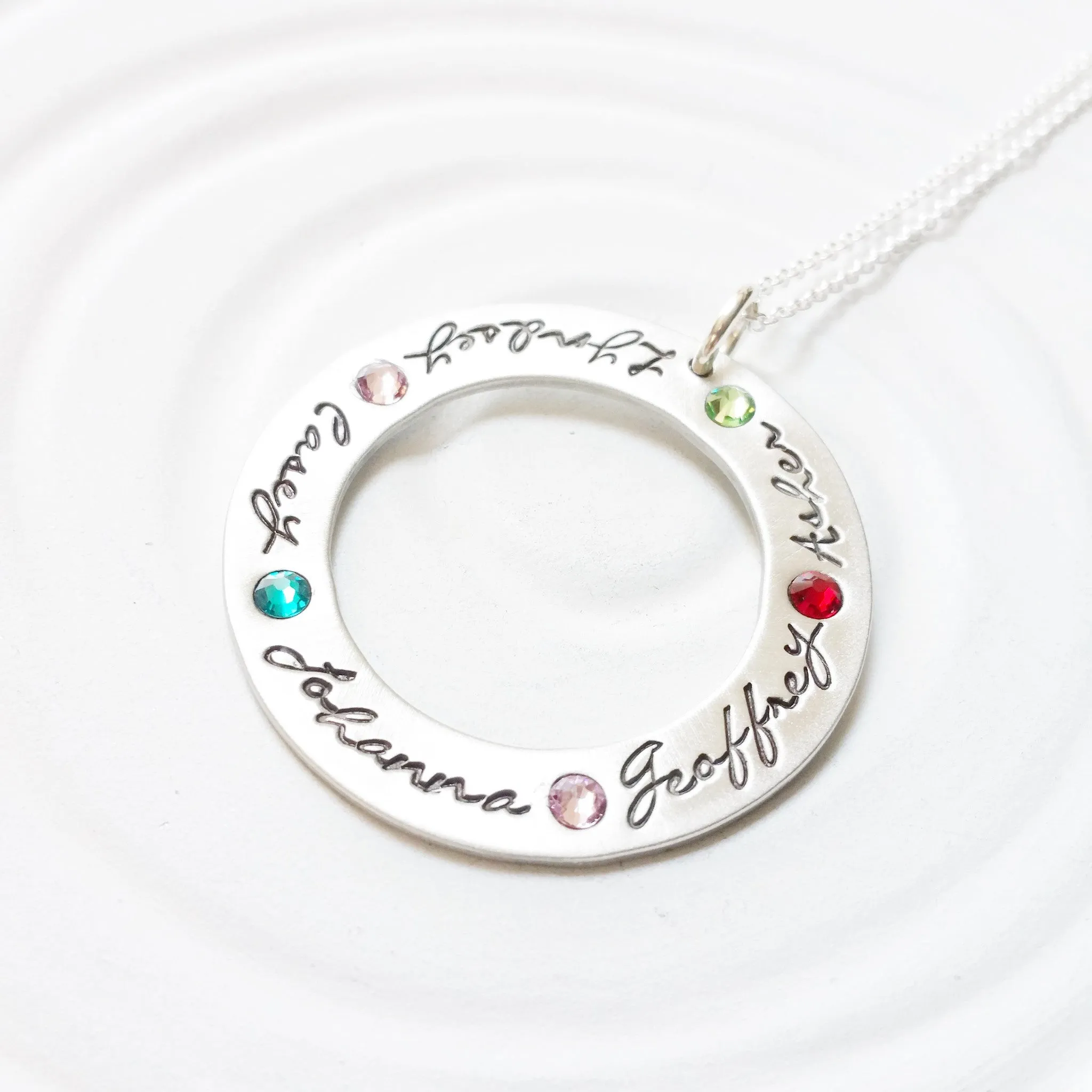 Large Birthstone Washer | Long Chain Option