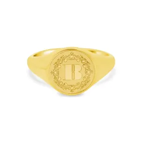 Laurel Single Initial Signet Ring for Women