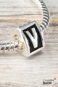 Letter V Block Bead Charm