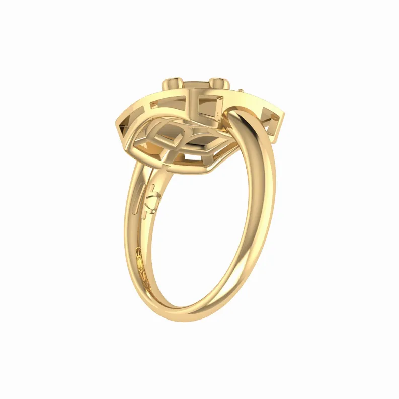 Libra Scales Pink Tourmaline & Diamond Constellation Signet Ring in 14K Yellow Gold Vermeil on Sterling Silver