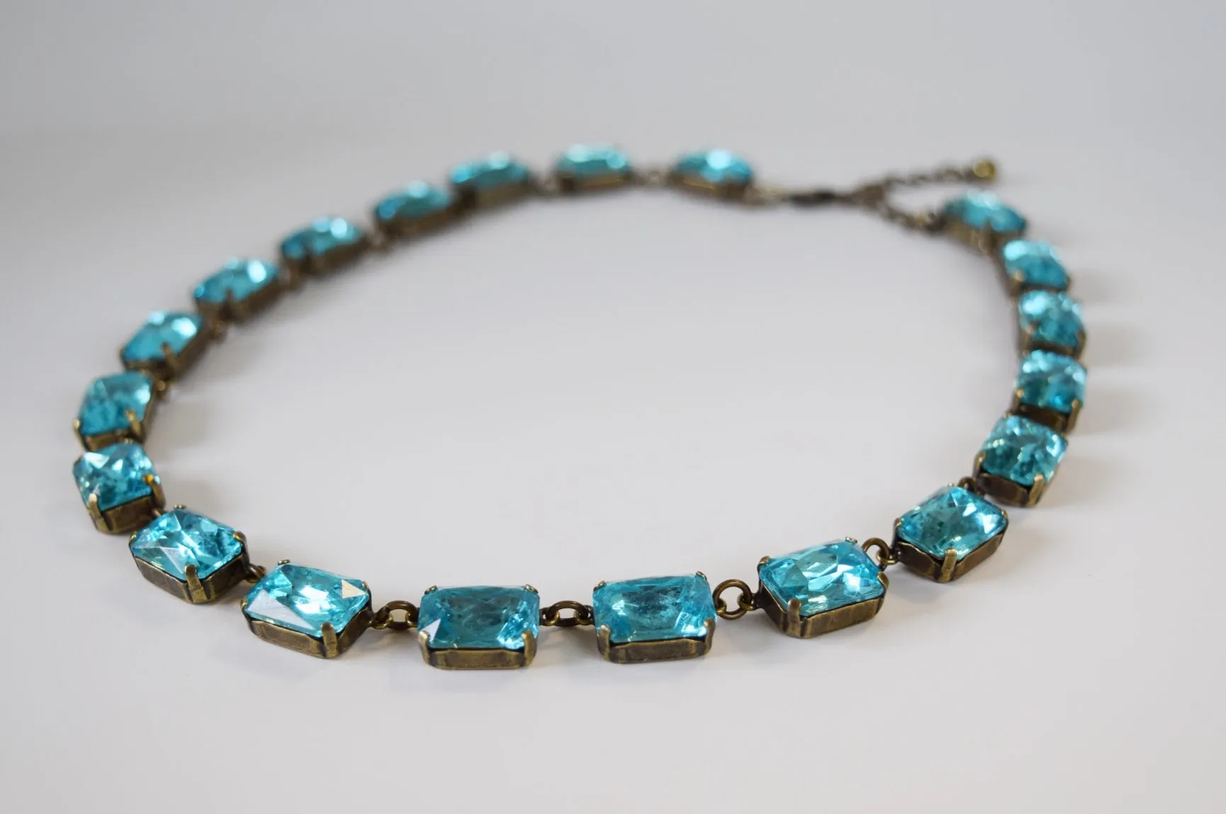 Light Blue Aquamarine Collet Necklace - Medium Octagon