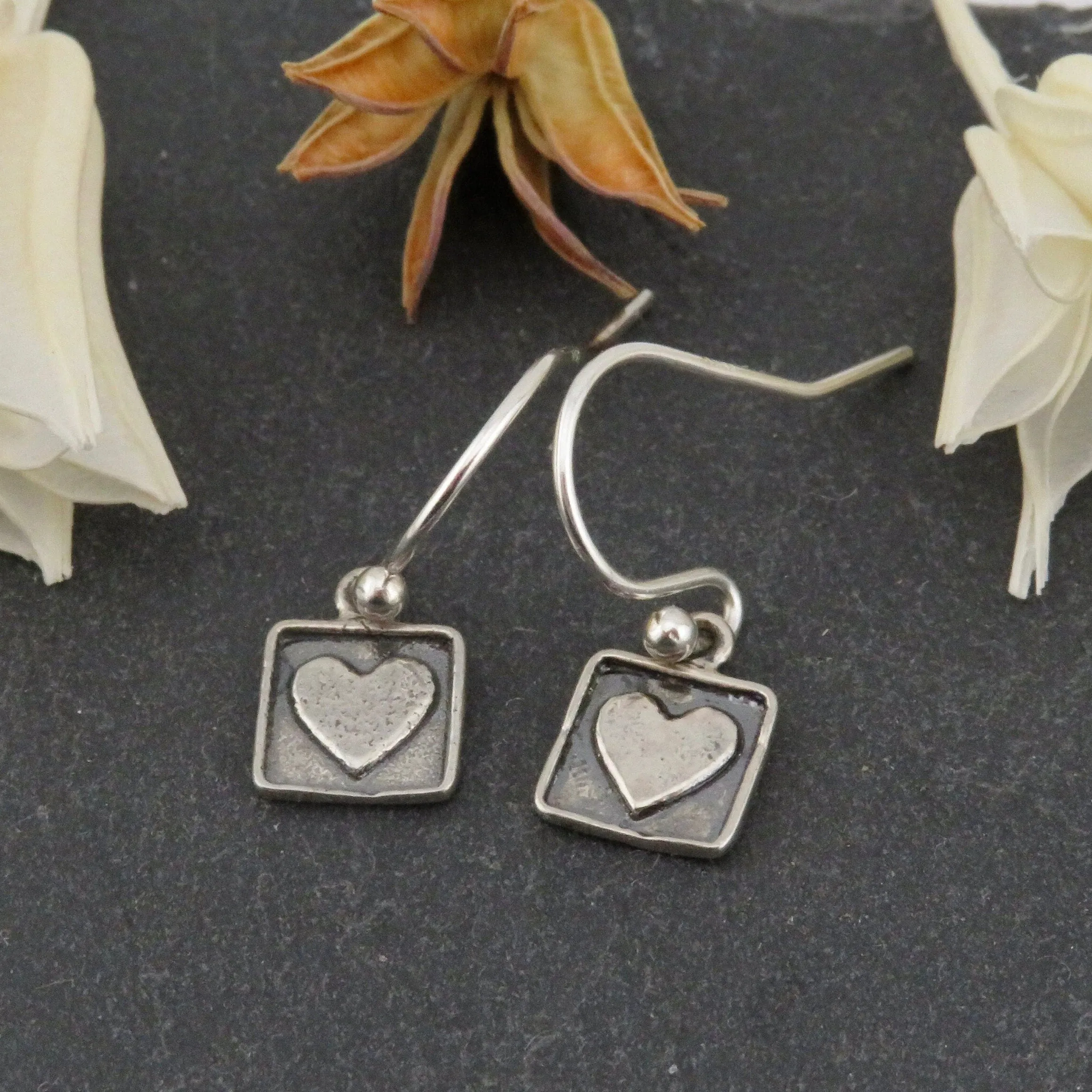 Little Framed Heart Earrings