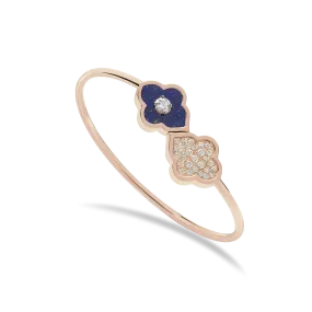 LUCE COLOUR - BRACELET FLEX TOI ET MOI ROSE GOLD PAVE LAPIS LAZULI & 1 DIAMOND