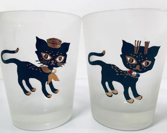 Maida Amour Hipster Siamese Kitten Double Old Fashion Glasses (Set of 4)