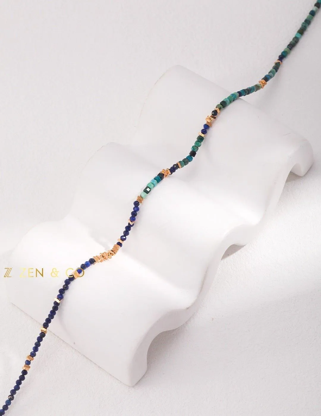 MANISHA Bohemian Lapis lazuli and Amazonite dainty stone necklace