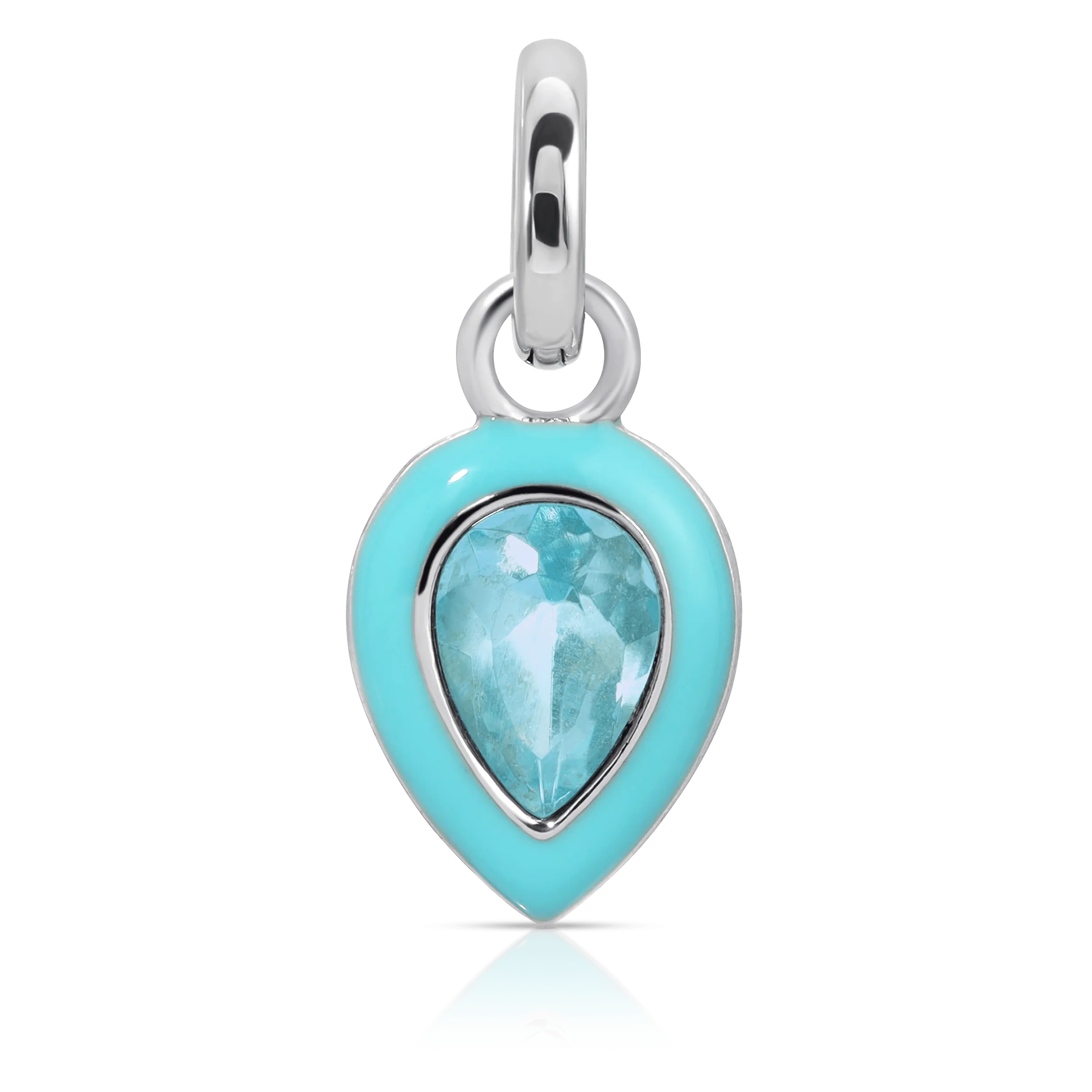 March Aquamarine Birthstone Charm - Pear