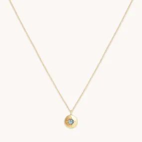 March Aquamarine Birthstone Necklace in Solid Gold