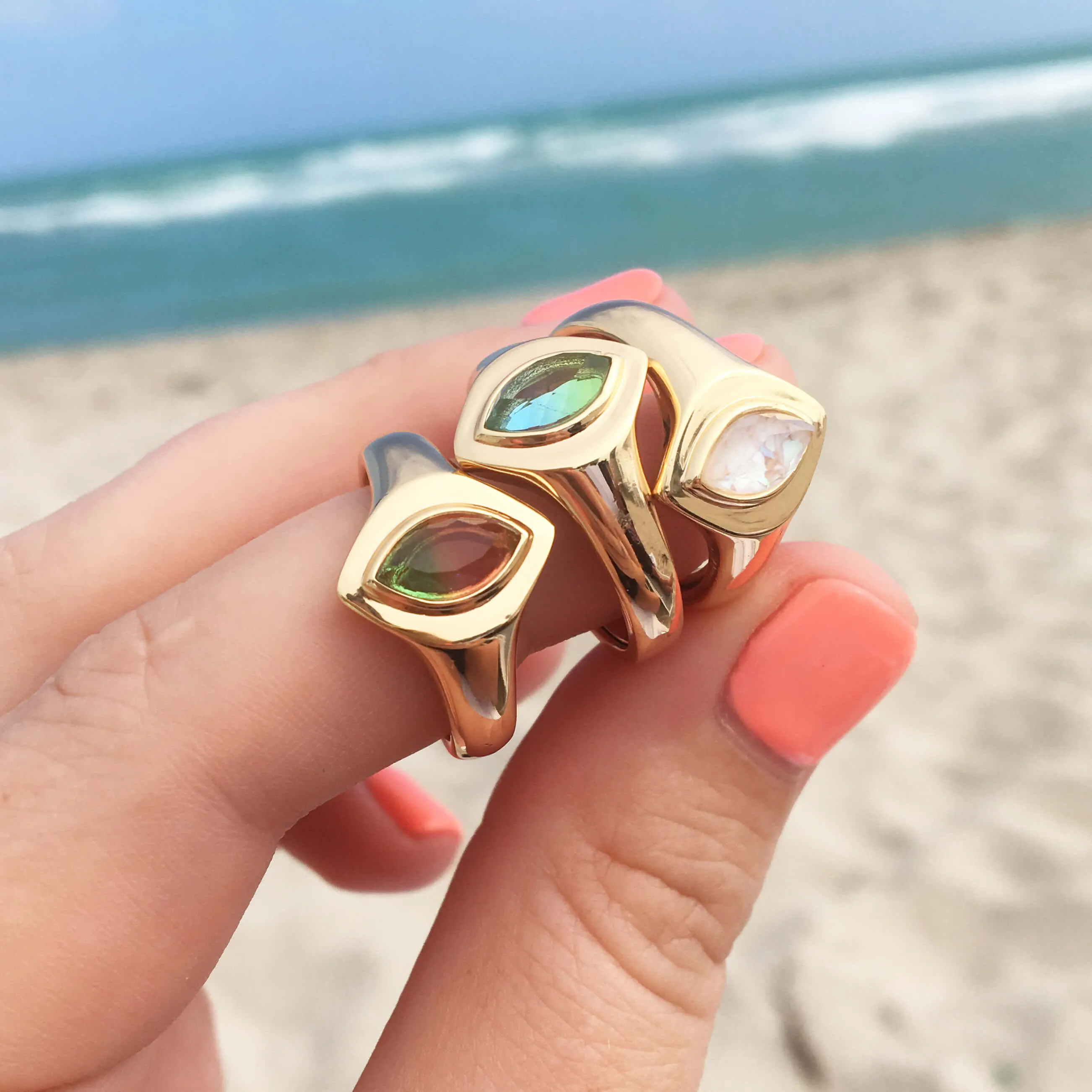 Marquise Signet Ring - Watermelon Quartz