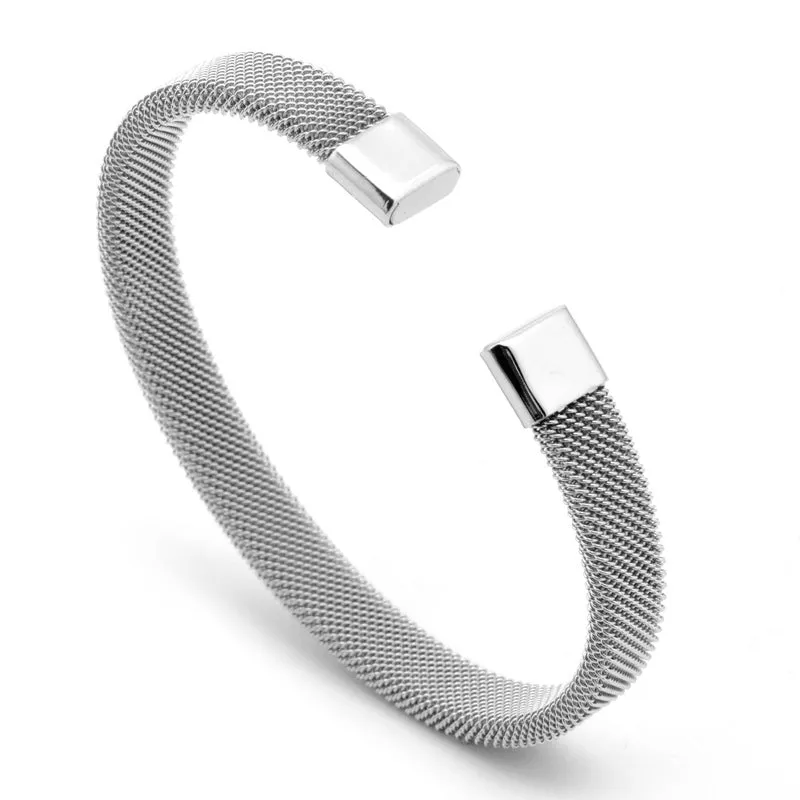 Men's C-shaped Mesh Elastic Stainless Steel Bracelet