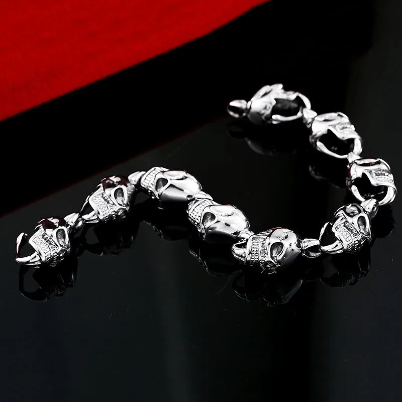 Men's Edgy Titanium Steel Skull Bracelet - Personalized Punk Jewelry for Him