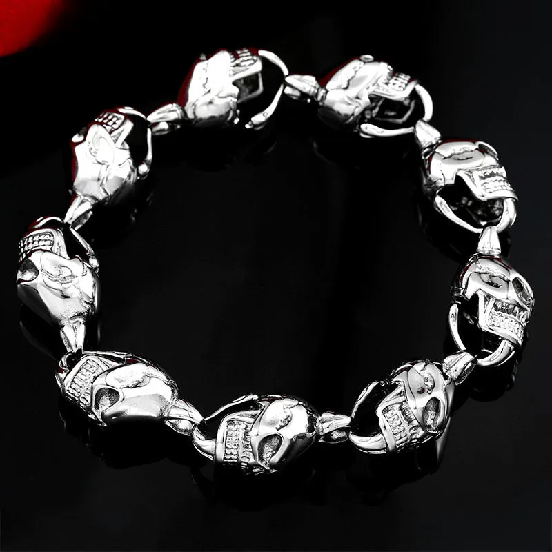 Men's Edgy Titanium Steel Skull Bracelet - Personalized Punk Jewelry for Him