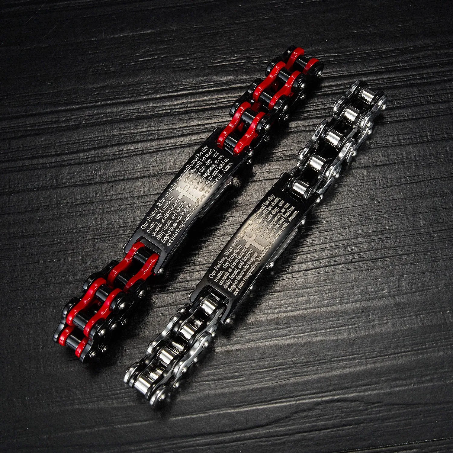 Men's Fashion Bible Cross Harley Bike Bracelet