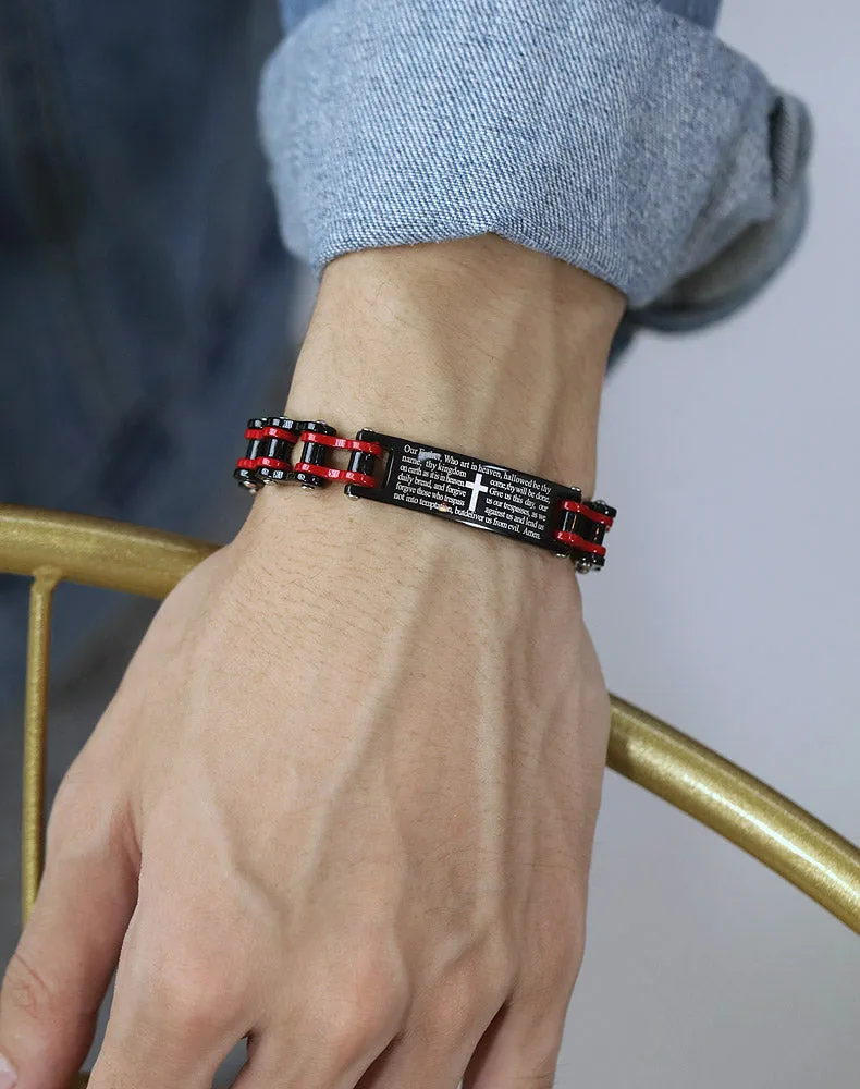 Men's Fashion Bible Cross Harley Bike Bracelet