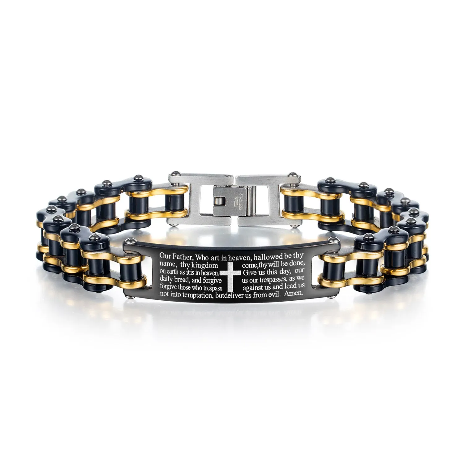 Men's Fashion Bible Cross Harley Bike Bracelet