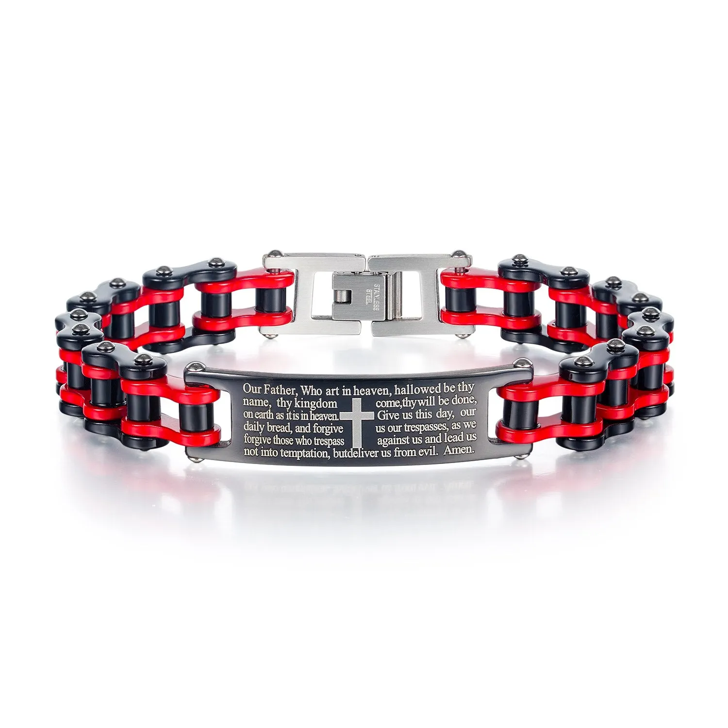 Men's Fashion Bible Cross Harley Bike Bracelet