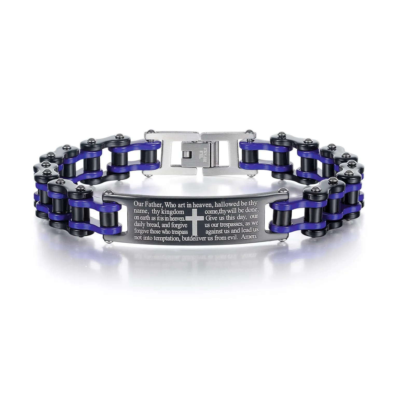 Men's Fashion Bible Cross Harley Bike Bracelet