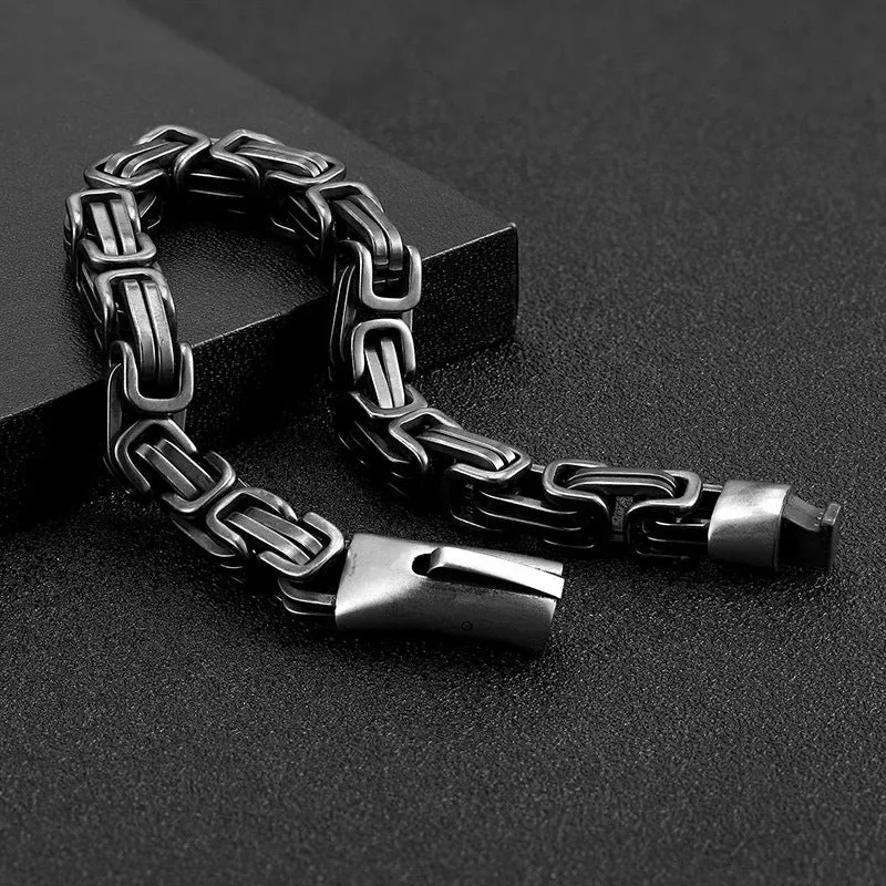 Men's Fashion Titanium Steel Retro Emperor Bracelet Square Buckle