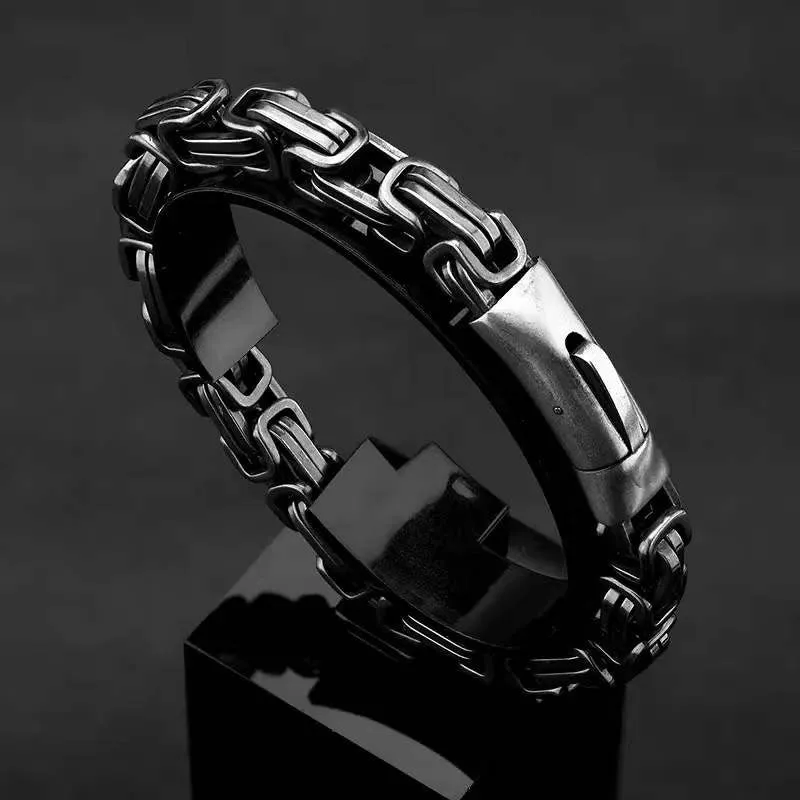 Men's Fashion Titanium Steel Retro Emperor Bracelet Square Buckle