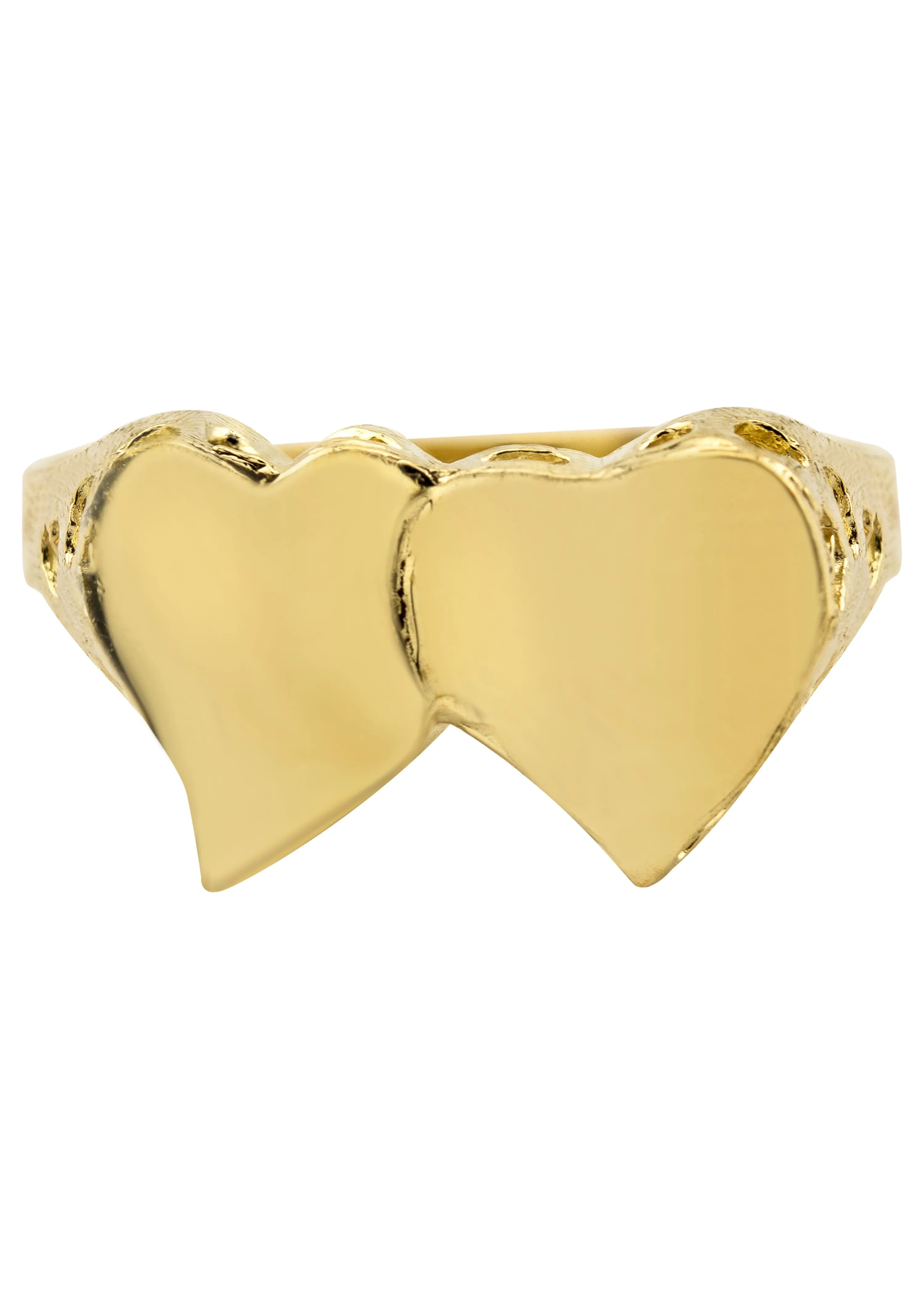 Mens Hearts Signet Ring - 10K Gold | 3.3 Grams