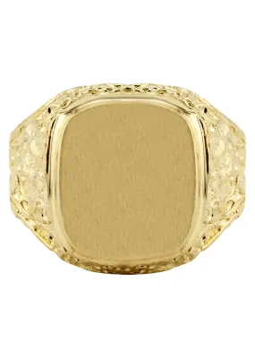 Mens Nugget Signet Ring - 10K Gold | 7 Grams