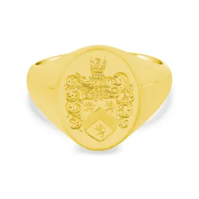 Men's Oval Signet Ring - Small - Hand Engraved Family Crest / Logo