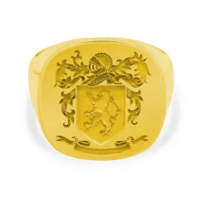 Men's Square Signet Ring - Extra Large - Laser Engraved Family Crest / Logo