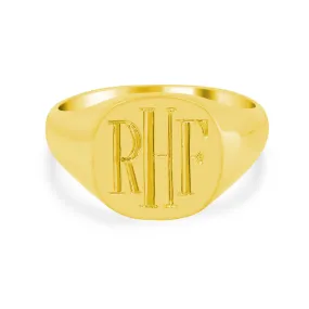 Men's Square Signet Ring - Small - Hand Engraved Roman Monogram