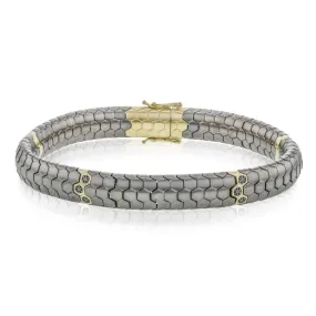 Men's Titanium Bracelet In 14k Gold With Black Diamonds