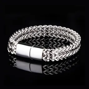 Men's Wide Double Link Titanium Steel Bracelet