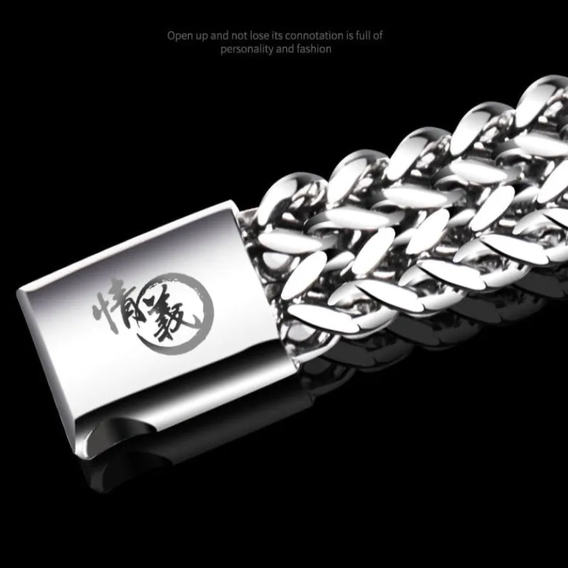 Men's Wide Double Link Titanium Steel Bracelet