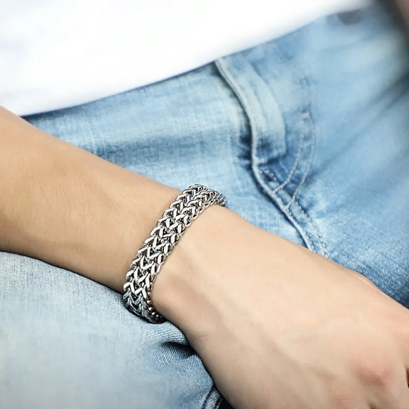 Men's Wide Double Link Titanium Steel Bracelet