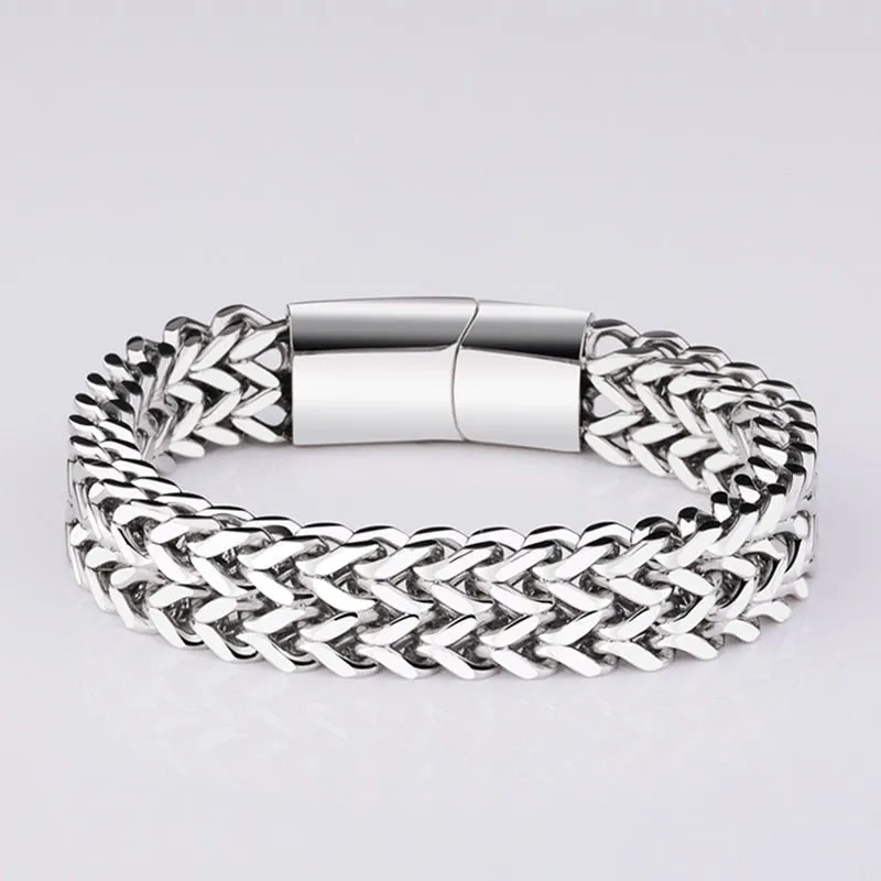 Men's Wide Double Link Titanium Steel Bracelet