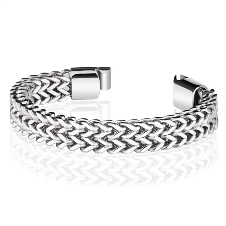 Men's Wide Double Link Titanium Steel Bracelet