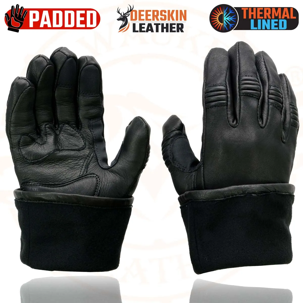 Milwaukee Leather G039 Men's Black Gauntlet Motorcycle Deerskin Long Cuff Thermal Lined Gloves