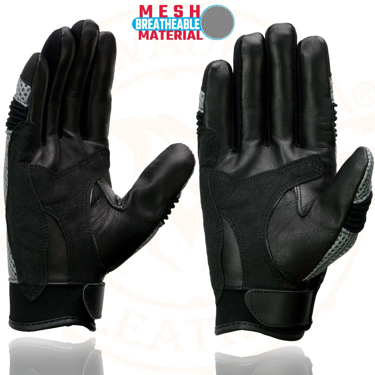 Milwaukee Leather SH791 Men's Black Leather and Grey Mesh Combo Racing