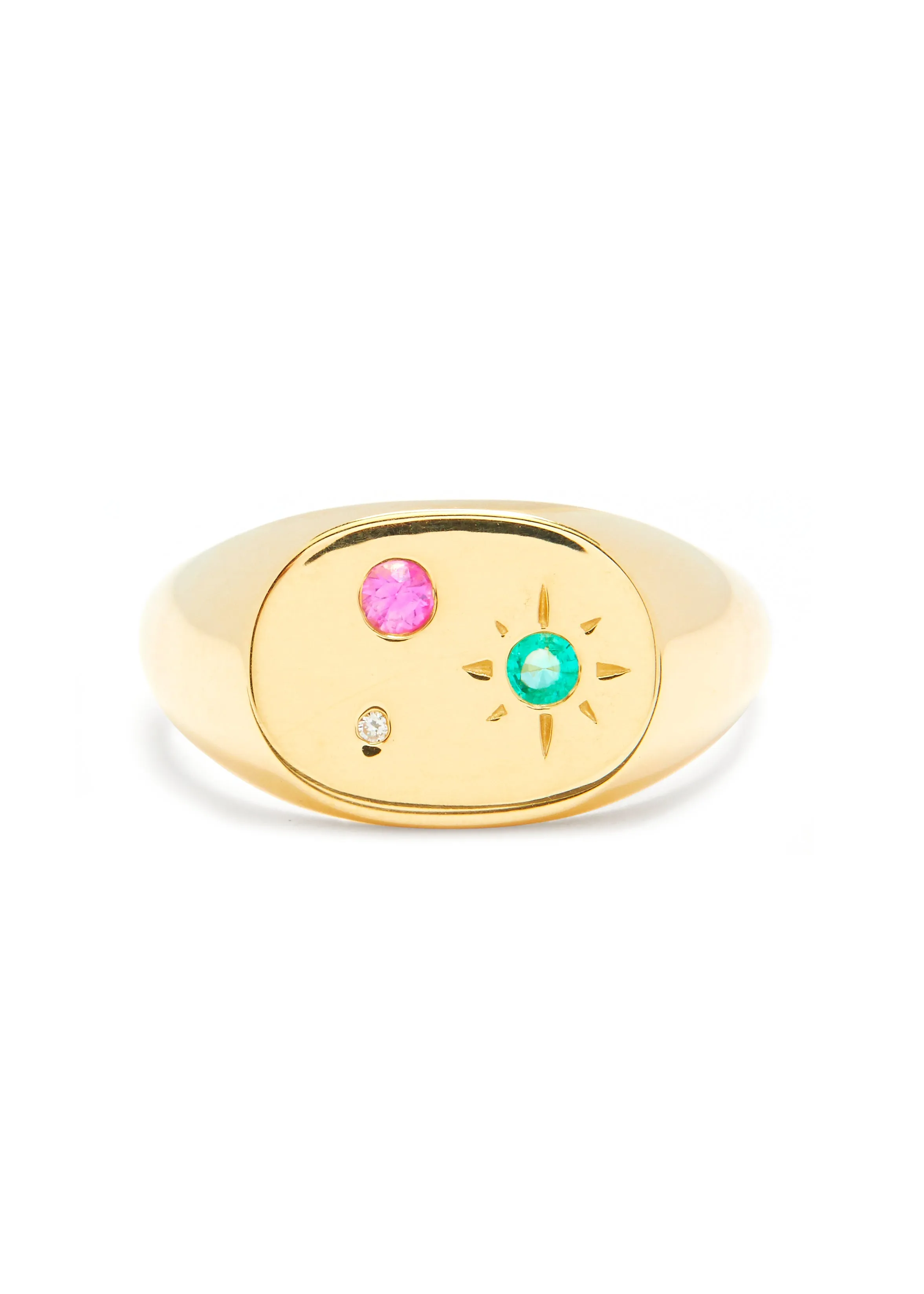 Mixed Gems Seal Signet Ring in Gold