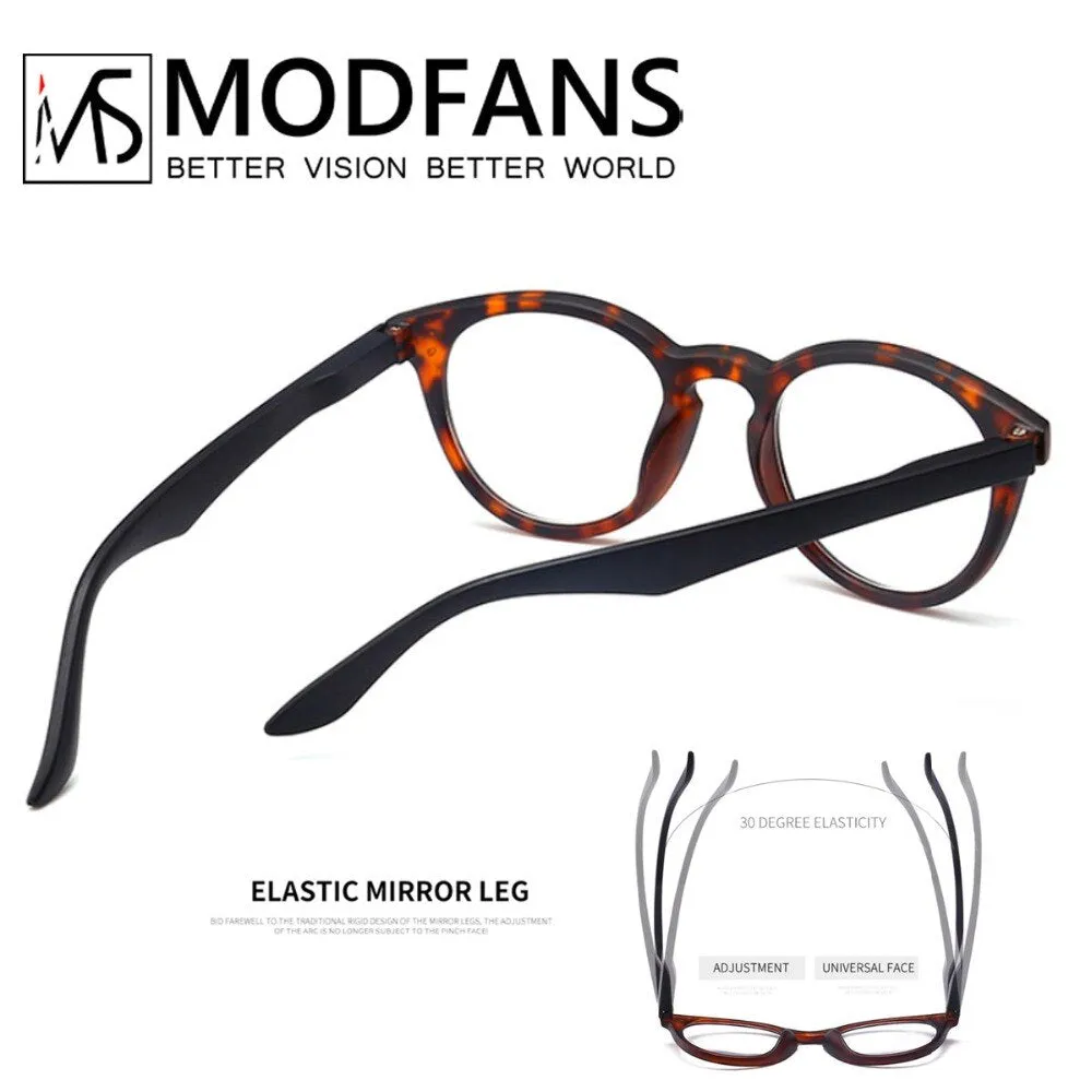 Modfans Unisex Full Rim Round Polycarbonate Reading Glasses S005