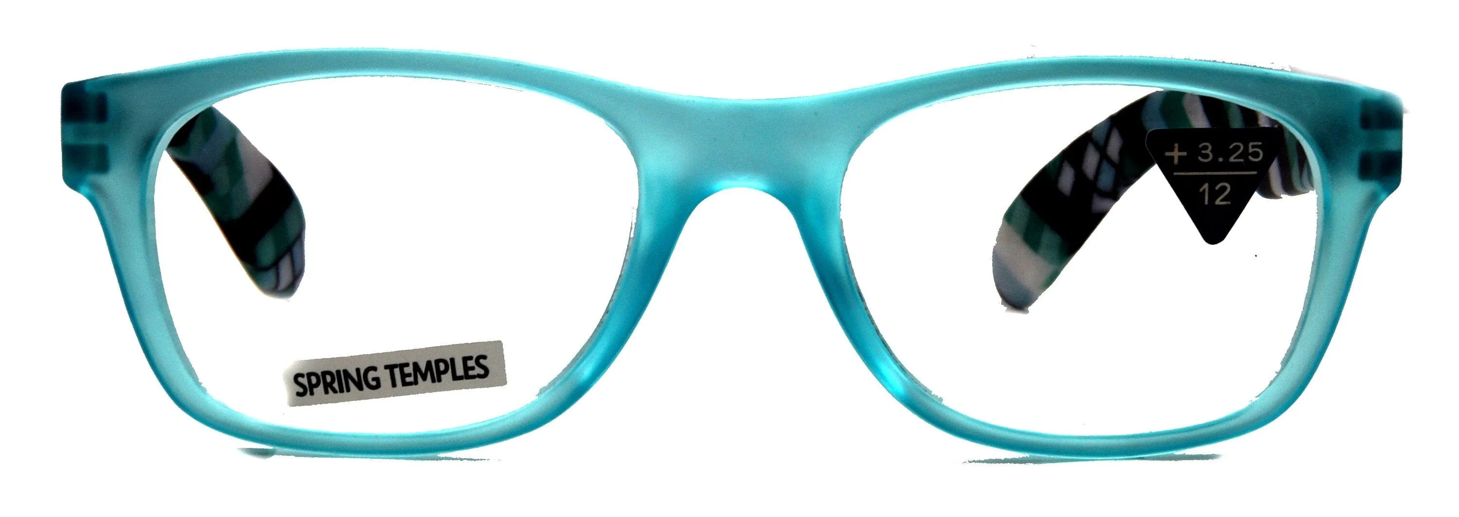 Monet, (Premium) Reading Glasses High End Readers  1 ..  3 Magnifying, Translucent (L Blue) Chevron Square. Optical Frame. NY Fifth Avenue.