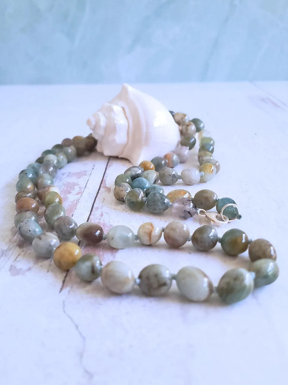 Moss Aquamarine Ovals Necklace