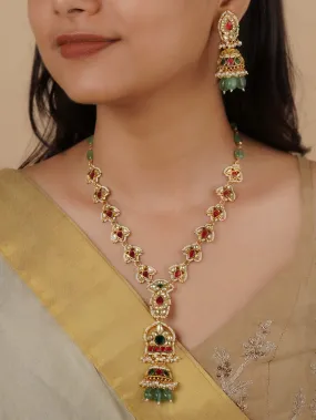 Multicolor Gold Plated Jadau Kundan Necklace Set - MS2167M