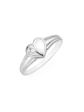 My First Diamond Kids Sterling Silver Diamond Set Signet Ring