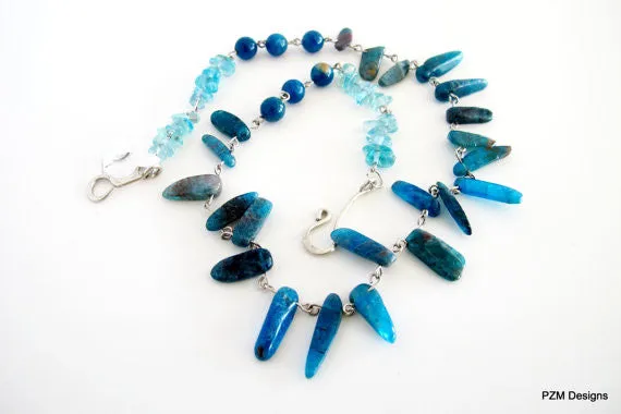 Neon Blue Apatite Necklace, gift for her