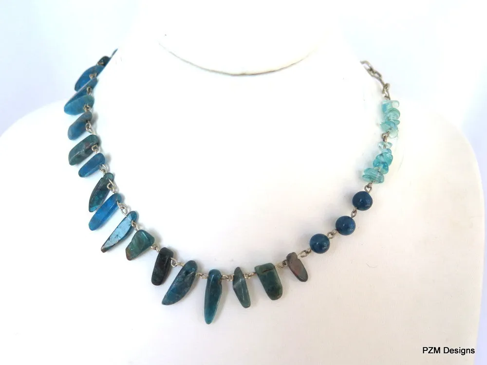 Neon Blue Apatite Necklace, gift for her