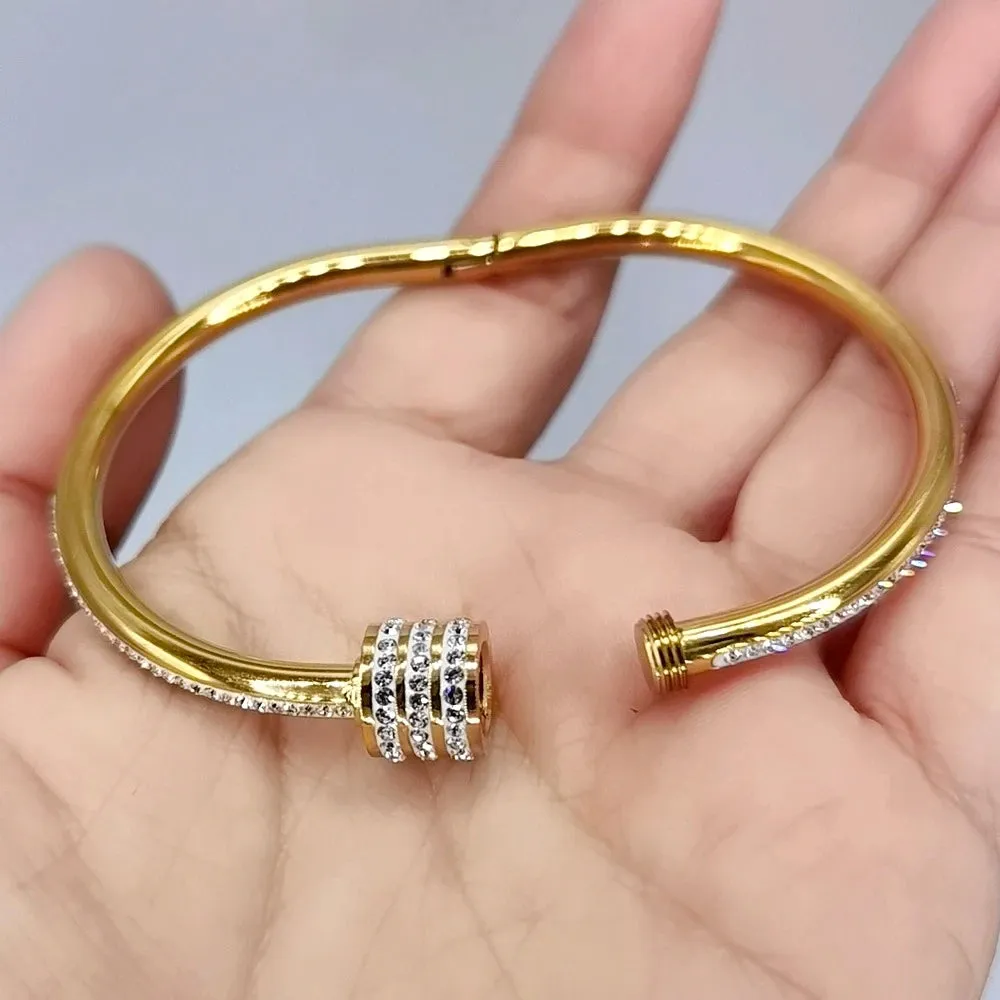 New classic fashion titanium steel bracelet rotating openings, women stainless steel pretty waist gold-plated bracelet 3 color