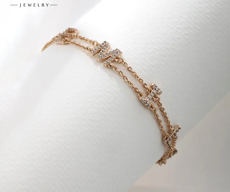 New double-layered letter bracelet for girls, high-end fashion niche personalized hand jewelry