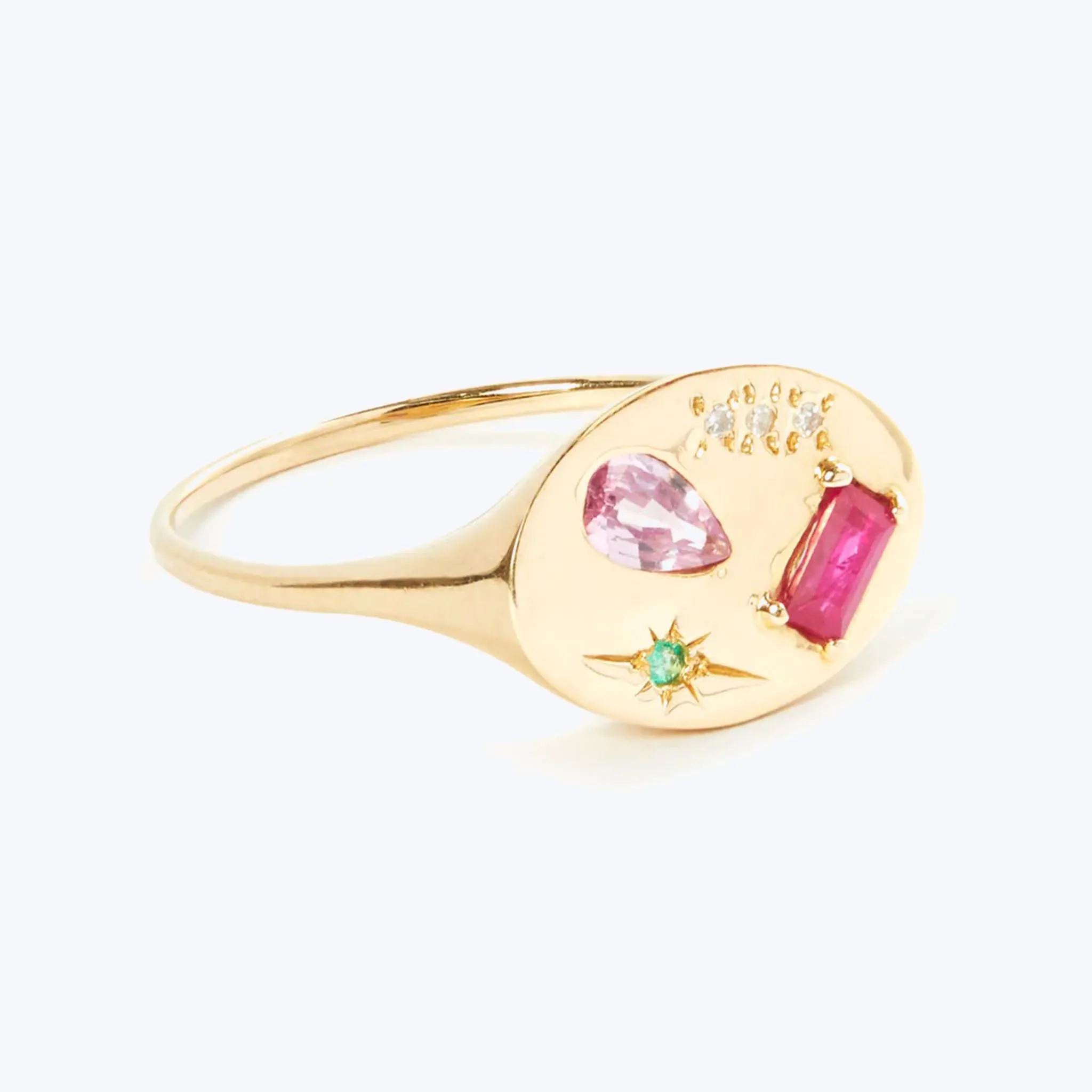 Night Market Signet Ring, Pink Mix