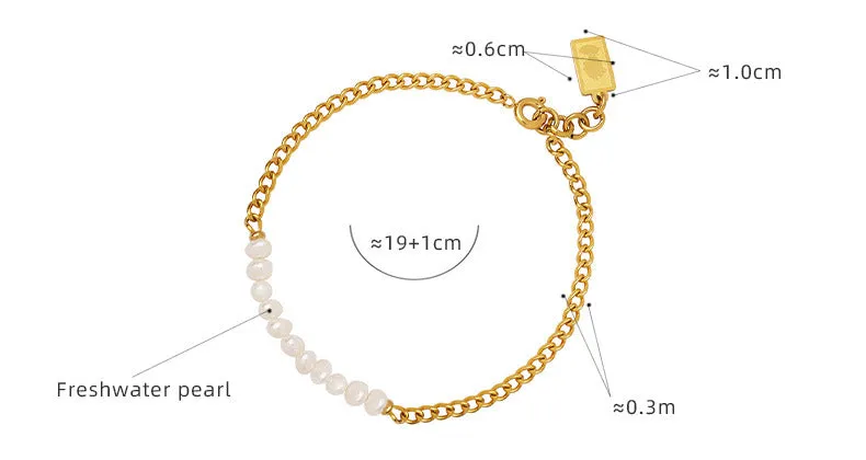 O Chain and Freshwater Pearl Beaded Bracelet