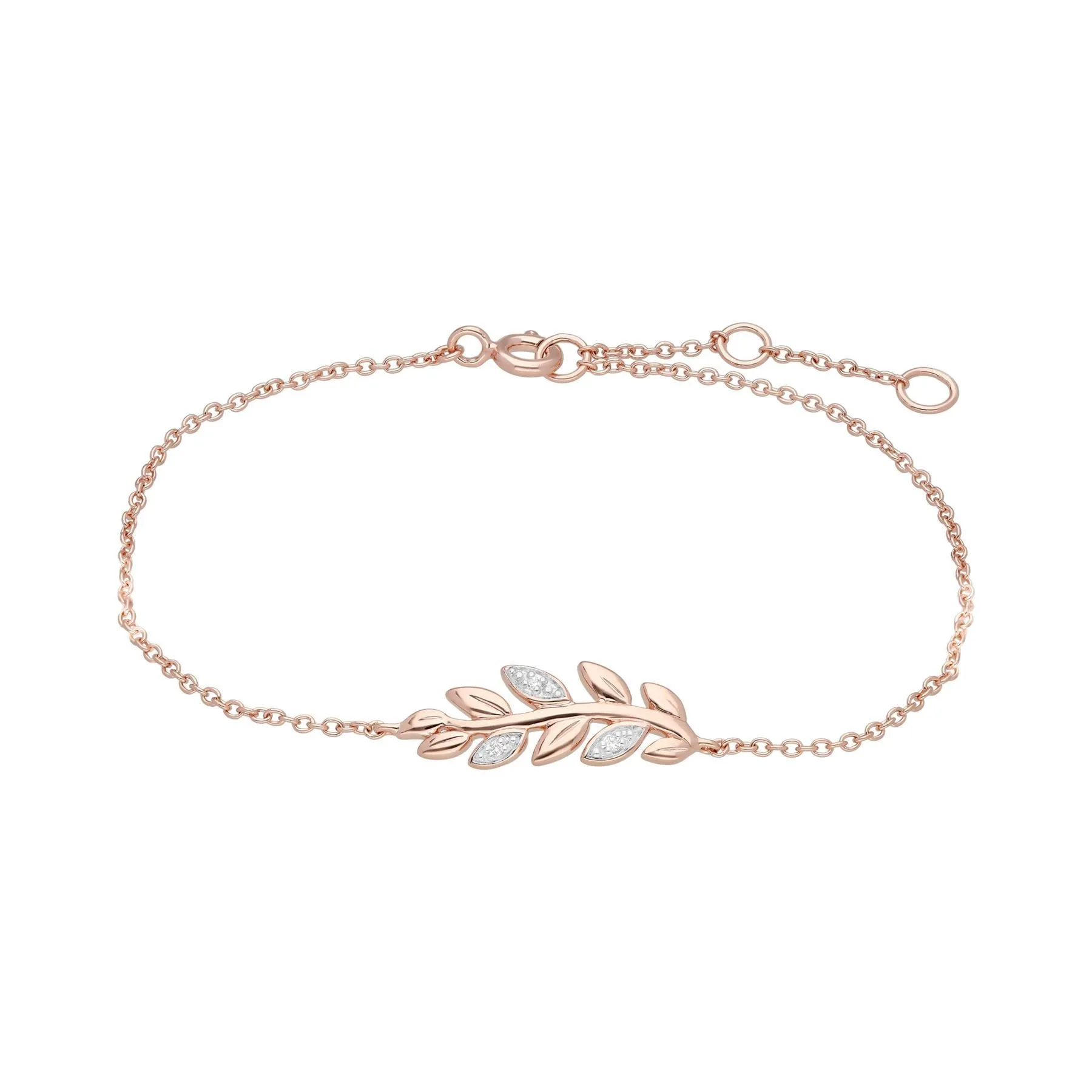 O Leaf Diamant Armband & Ohrstecker Satz  in 9ct Rose Gold