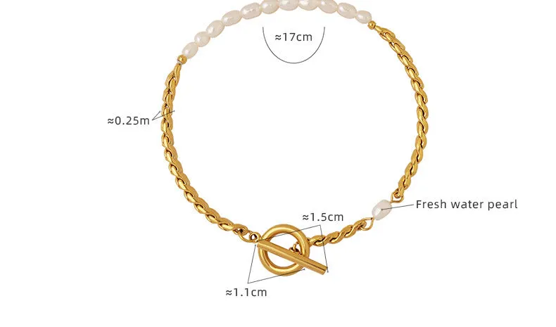 OT Clasp Gold Chain and Freshwater Pearl Bracelet